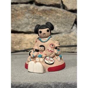Vintage Signed Cleo Teissedre Native American Hand Painted Storyteller Figurine